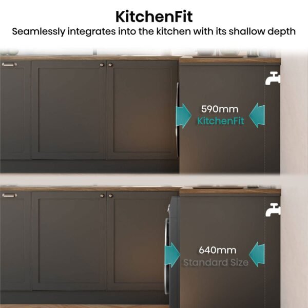 Hisense KitchenFit 5i Series WD5I1245BBR, 12kg/ 8kg Washer Dryer, D Rated in Black